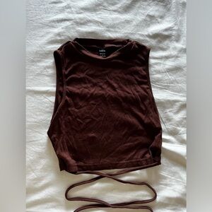 SHEIN brown tie-up top